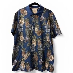 Tasso Elba Navy Pineapple Print Polo